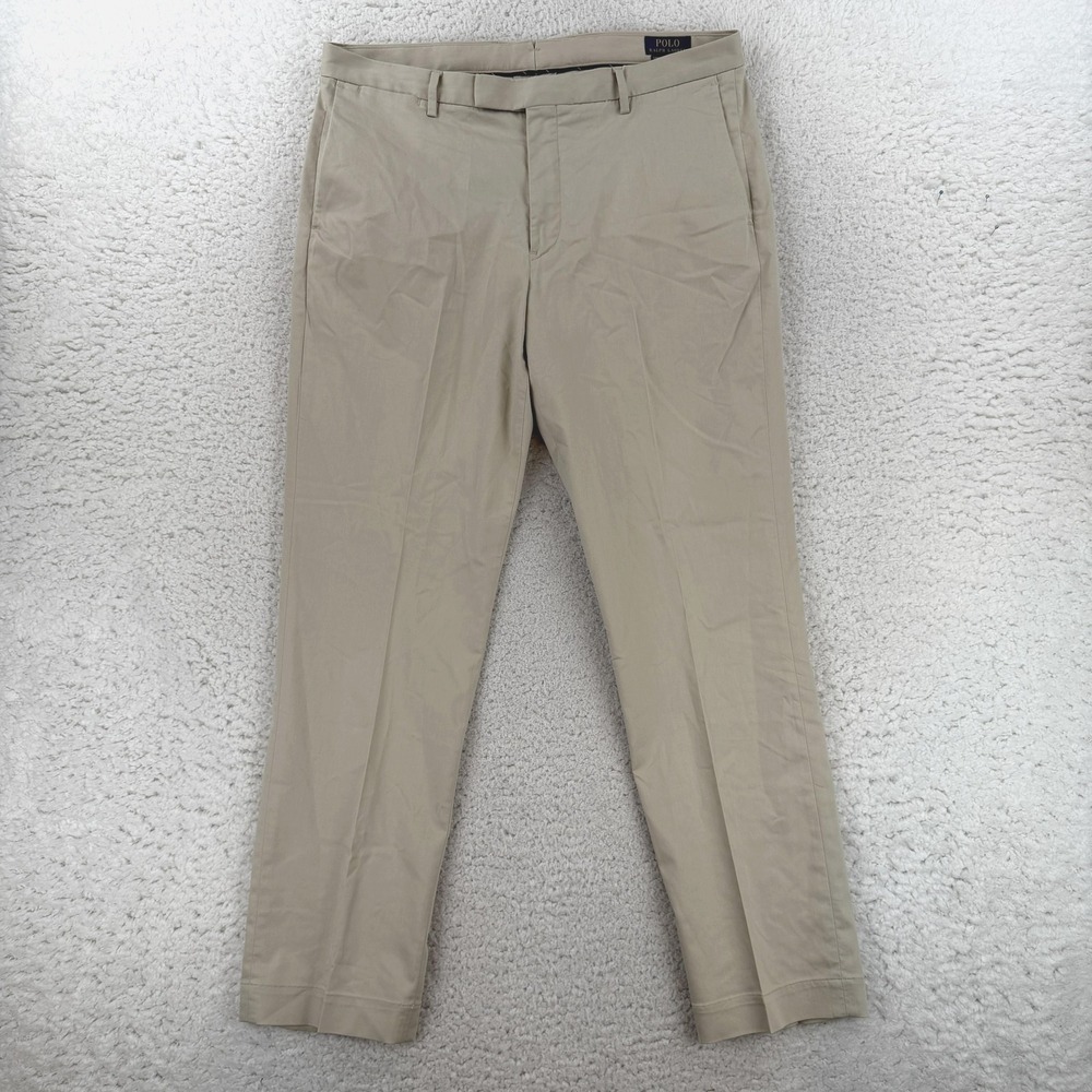 Polo Ralph Lauren Chino Pants Mens 35x32 Beige Regular Fit Stretch Straight